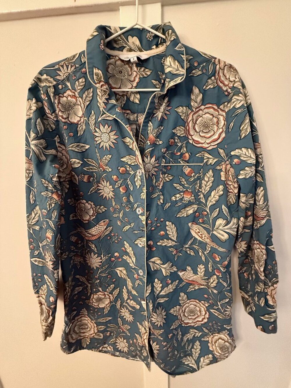 Company Store Cotton Poplin Button Down Nightshirt Med.